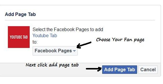 add youtube tab facebook page