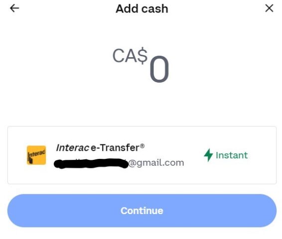 step 1 Interac e-Transfer coinbase
